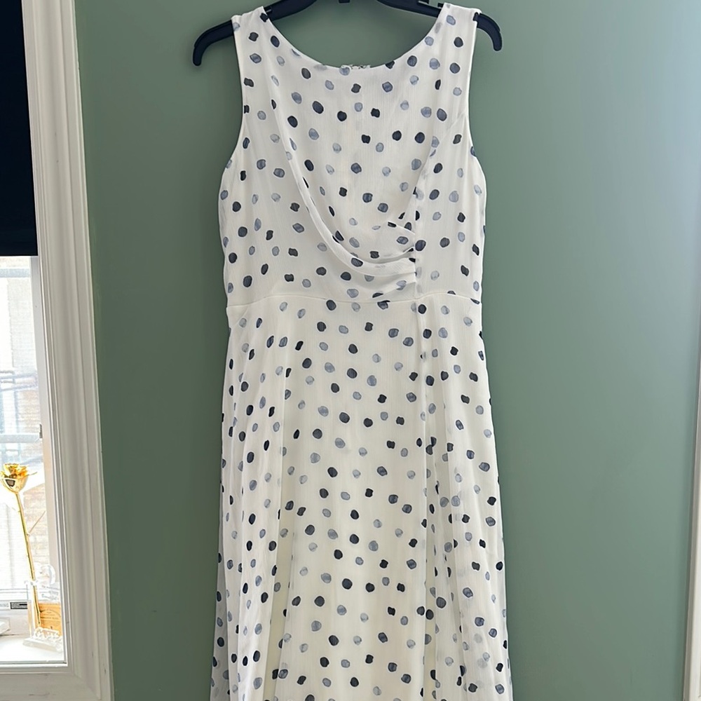 DKNY Navy and White Sleeveless Midi Sundress